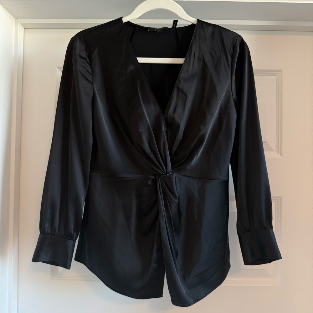 Theory Black Satin Blouse